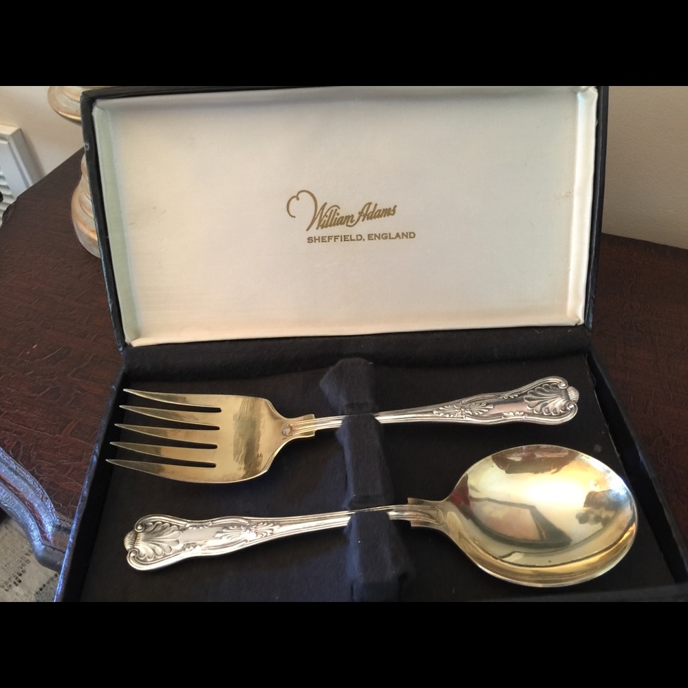 Vintage William Adams Silver Plate Salad Set